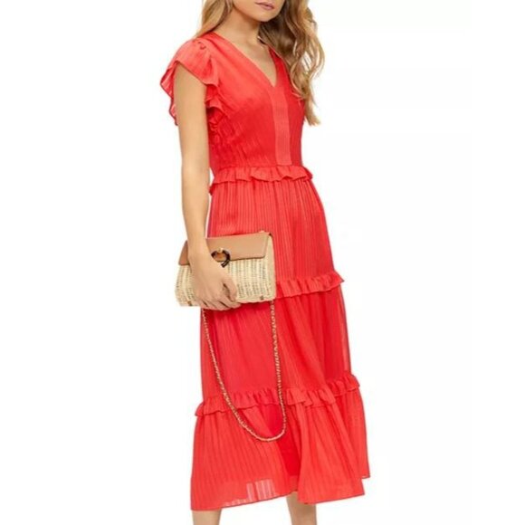 Ted Baker Dresses & Skirts - Ted Baker Tiliana – Ruffle Detail Tiered Midi Dress Coral Sz 1 -4US  $398